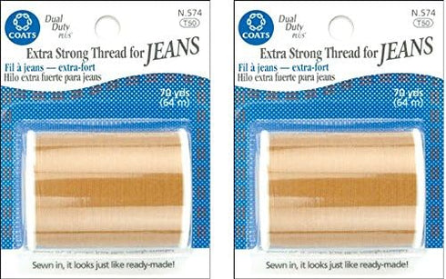 Coats & Clark Extra Strong Thread for Jeans, 70-Yard, Golden (2 Pack)...