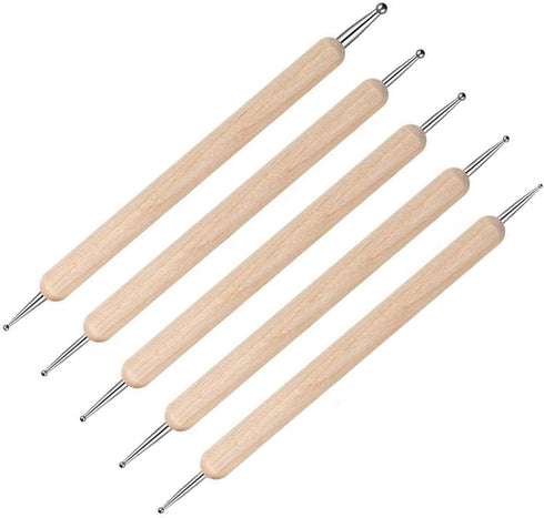 5 Pcs Embossing Stylus Set with Different Size Wooden Ball Embossing Stylus Double End Tracing Dotting Tool......