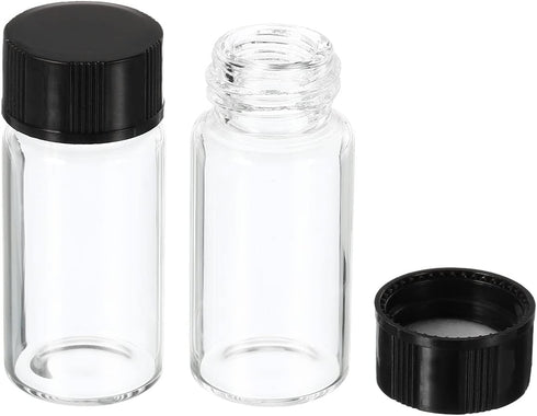 PATIKIL 5mL Reagent Media Bottle, 10 Pack Round Glass Storage Bottles Plastic Screw Cap for Lab Home, Clear...