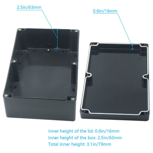 Junction Box, Zulkit Project Box IP65 Waterproof Dustproof ABS Plastic Electrical Boxes Electronic Enclosure Black 9.1 x 5.9 x 3.4 inch(230 x 150 ...