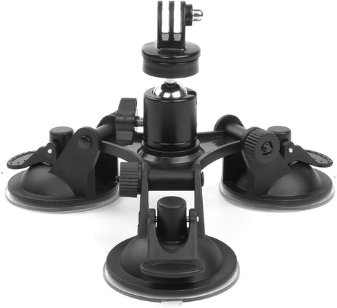 Camera Mount for Car - Camera Suction Mount - Car Mount Triple Suction Cup Mount with 1/4 Threaded Head 360 Degree Tripod Ball Head...