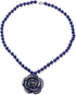 Shop LC Carved Rose Blue Lapis Lazuli Beaded Necklace for Women 925 Sterling Silver Rhodium Plated Gifts for Women Size 18" Birthday Gifts...