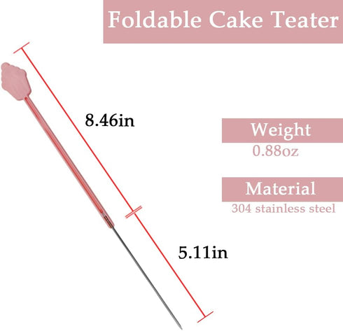 Foldable Cake Tester for Baking Doneness Stainless Steel Needle Stick, Safe to Use, Folding Pasta Muffin Bread Tester, Baking Accessory...