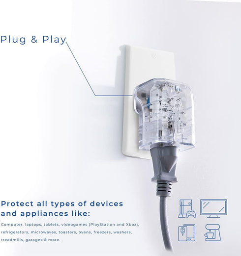 Clamper Single Surge Protector Outlet 1800 Joules, 1875W, for TV, PC, Xbox, PS5, Refrigerators and Other Appliances (Compact Wall Surge Protector)...