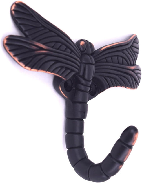Dragonfly Hooks Wall Hooks for Hanging, Oil Rubbed Bronze Coat Hooks Wall Mounted Towel Hooks,Heavy Duty Key Holder for Decor,Pack of 4...