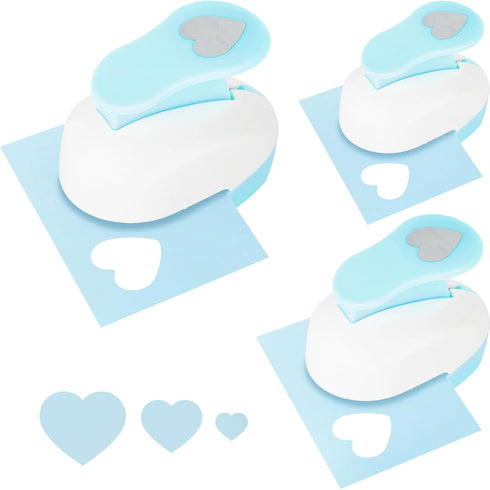 LOVEINUSA 3PCS Blue Paper Punches for Craft, Paper Punch Heart Shapes Blue Paper Craft Puncher for Scrapbooking Greeting Card DIY Albums...