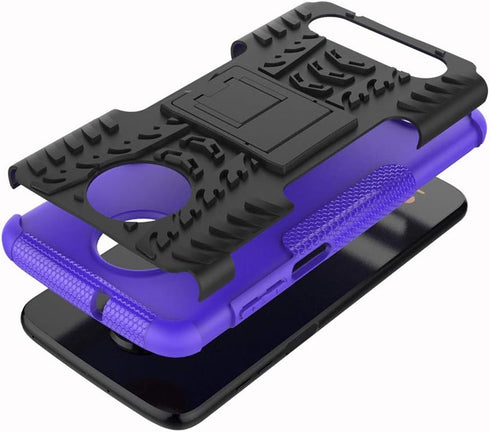 Yiakeng for Moto Z3 Case, Moto Z3 Play Case, Dual Layer Shockproof Slim Protective with Kickstand Hard Phone Case Cover for Motorola Moto Z3 (Red)...