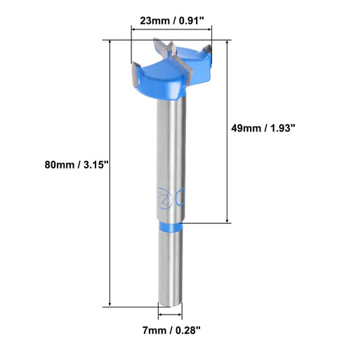 uxcell Forstner Drill Bits 23mm, Tungsten Carbide Wood Hole Saw Auger Opener, Woodworking Hinge Hole Drilling Boring Bit Cutter (Blue, Gray)...