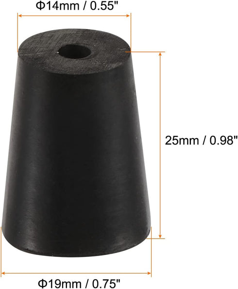 MECCANIXITY Rubber Tapered Plug 14mm to 19mm with Hole Test Tubes Bungs Stopper Black for Lab Home 10 Pieces...