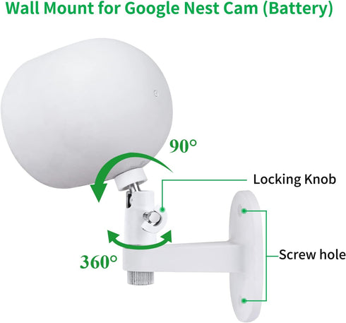 2Pack Adjustable Security Wall Mount Bracket for Google Nest Cam Outdoor or Indoor, Battery, Perfect View Angle for Your Security Camera System - ...