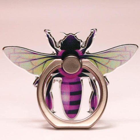 Bee Shape Style Alloy Color Paint Panel 360°Rotation Cell Phone Ring Holder Stand,Compatible for iPhone Samsung LG and Other Smartphones (Purple)...