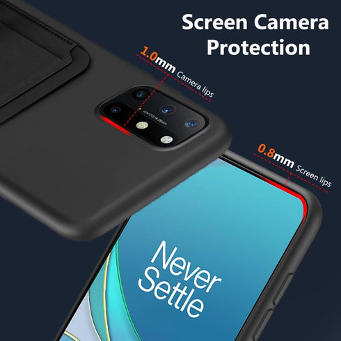 Case for Oneplus 8T 5G Phone Case with Tempered Glass Screen Protector, Folding Kickstand/Stand Wallet Case Card Holder/ Slots Silicone TPU Shockp...