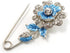 Silver Tone Crystal Rose Safety Pin Brooch (Blue)...