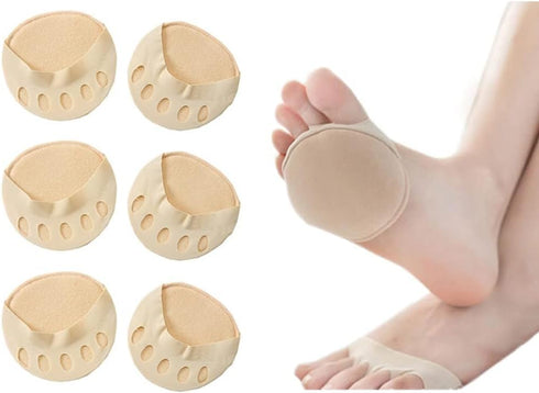 Foot Pads(3pairs of Apricot Color) Reusable Soft Ball of Foot Cushions Forefoot Pads for Women?Sweat Absorbent Non-Slip Foot Cover Inner Socks?Pre...