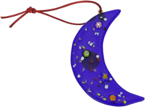 Glass Of Venice Murano Glass Moon Christmas Ornament - Blue...