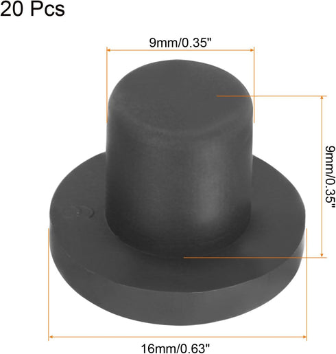 uxcell High Temp Silicone Plug Mount Dia 9mm/0.35 inch T Shaped Solid Rubber Stopper Hole Plugs for Powder Coating Plating Waterproof Plugs Sealin...