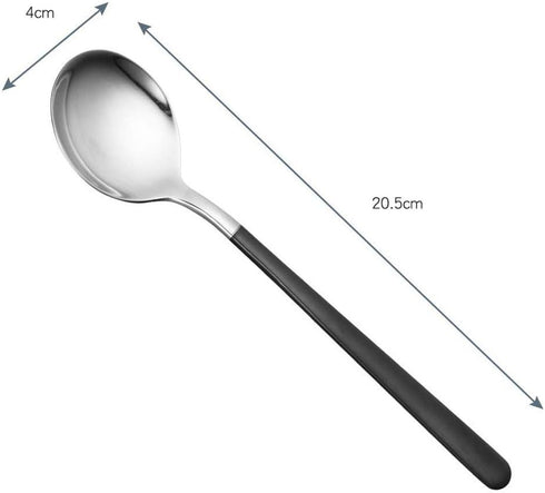 4-Piece Stainless Steel Dinner Spoons with Round Edge, 8 inches Comfort Long Handle Table Spoon, Mirror Polished Flatware Utensils Dishwasher Safe...