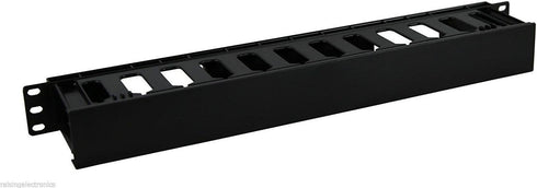 Raising Electronics 1U Horizontal Rack Mount Cable Management Unit with Panel Plastic 19" Rack Mount...
