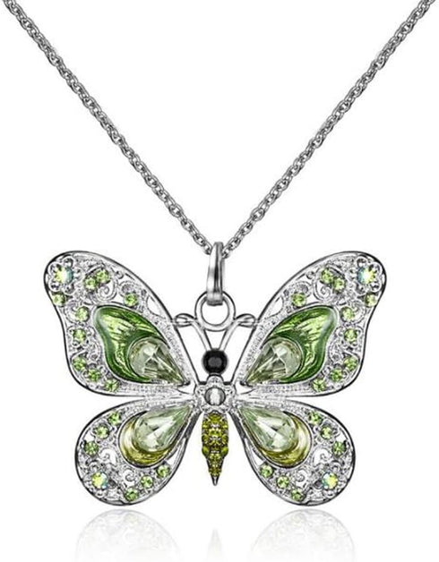 Fashion Rhinestone Butterfly Alloy Necklaces Pendant Personality Sweater Chain for Women...