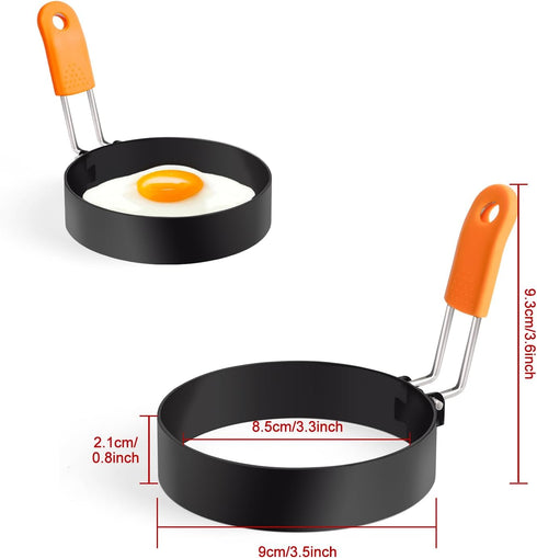 Egg Rings,Stainless Steel Griddle Frying Egg with Silicone Handle,Nonstick Egg Cooking Rings,Omelet Ring,Pancake Ring Round Cooking Rings Molds Fo...