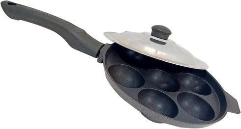 DBY Appam Pan Non Stick Appam Patra Aluminium Appachatty Paniyaram Pan 7 Cavity Paniyarakkal Patra Egg Pan Maker Appe Pan with Stainless Steel Lid...