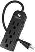 Power Strip 3 Prong Outlet - Slim Black 3 Grounded Outlets Heavy Duty Extension Power Cord Power Strip No Surge Protector with Wall Mount Hole Ide...