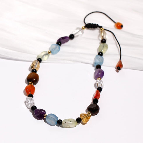 Jewever 7 Chakra Crystals and Stones Anklet Irregular Tumbled Gems Beaded Ankle Bracelets for Women Spiritual Energy Meditation Yoga Healing Jewel...