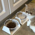 Adjustable Transparent Tilted Bowl Feeder with Raised Stand for Cat Pet(White)...