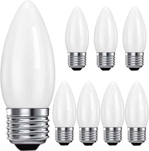 E26 LED Candelabra,4W Vintage 40 Watt Equivalent Edison Style, C32 Frosted Glass Flame Shape,2700K Warm Soft White 400LM,Dimmable LED Candle Bulbs...
