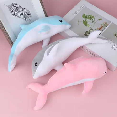 3 Pieces, Dolphin Filled Animal Plush Pillow, Super Soft Doll, Ocean Animal Plush Toy for Boys and Girls as a Sleeping mat Gift, (Blue, Pink, Gray...