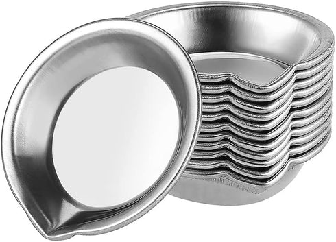 12pcs Makeup Palette Stainless Steel Small Round Paint Tray Artist Watercolours Paint Mixing Palette Tray...