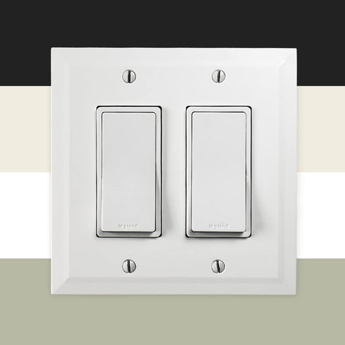 Questech Decor Double Rocker Light Switch Cover, 2-Gang Electrical Wall Plate, Double Switch Standard Size GFCI Receptacle Cover, Decorative Bevel...
