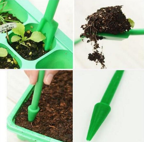 Green Mini Garden Hand Succulent Transplanting Tools,Widger Plastic Seedlings Dibber Sowing Digging Mini Garden Hand Tools for Home Garden,Pack of...