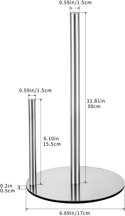 Paper Towel Holder Countertop, Kitchen Paper Towel Holder Stand Stainless Steel Tissue Roll Holder for Kitchen Organize, Standing Paper Roll Dispe...