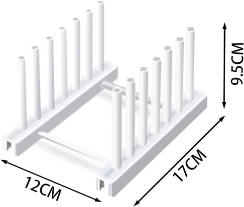 White Plate Organizer for Cabinet 4 Pack, Plstic Plate Rack Stand Keep Dry for Dish, Bowl, Bakeware, Serving Tray and More, Plate Holder for Cabin...