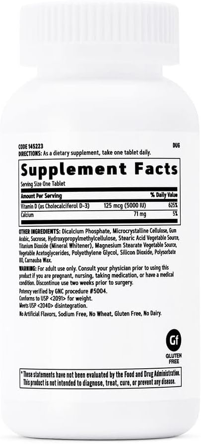 GNC Vitamin D-3 5000IU...