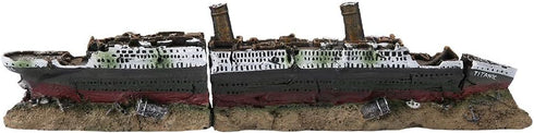 Aquarium Shipwreck Decoration, Resin Titanic Lost Wrecked Boat Ship Fish Tank Ornament Aquarium Sunken Ship Accessories...