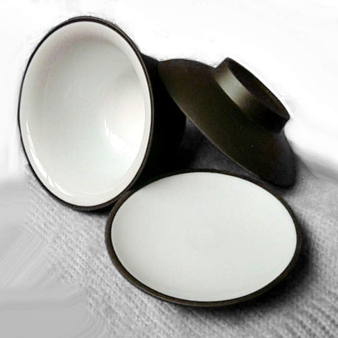 Gaiwan Teacup Kungfu Tea bowl Zisha Red Clay black 4oz/130ml Cup Sancai Saucers (Black white)...