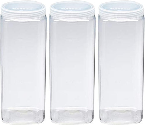 Silicook Clear Plastic Jar, Set of 3-40oz, Square Shaped, Transparent, Food Storage Container, Kitchen & Household Organization for Dry goods, Spi...