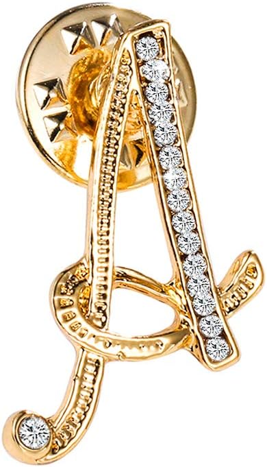 Initial Letter Brooch Pin Small Lapel Pin Tie Tack Name Personalized Gifts for Girls Women Men Boy Gold A...