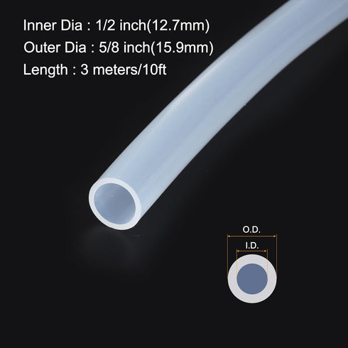 10ft 1/2" ID x 5/8" OD Silicone Tubing Clear 12.7mm x 15.9mm Industrial Plastic Tubing Pure Silicone Hoses for Pump Siphoning Draining Irrigation ...