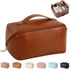Large Capacity Travel Cosmetic Bag for Women,Makeup Bag Travelling PU Leather Cosmetic Bag Waterproof,Multifunctional Storage Travel Toiletry Bag ...