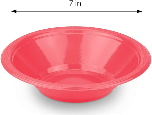 DecorRack 24 Small Plastic Bowls, 7 inch Disposable Popcorn, Soup, and Salad Bowls, Kids Birthday and Holiday Party Supplies, Fruit Snack Serving ...
