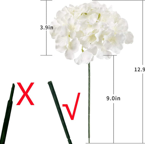 10pcs Hydrangea Silk Flowers Heads with Stems Artificial Hydrangea Flowers for Wedding Home Party Baby Shower Decor (White)...