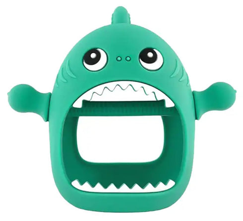Cute Shark Teething Mitten Toy for Babies, Never Drop Silicone Baby Teether, Hand Pacifier for Babies to Suck and Chew, Toy for Teething Babies (G...