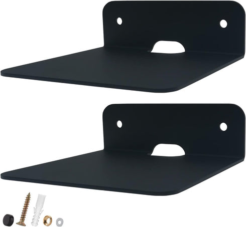 WISDING Small Floating Shelves, 4.25'' Wall Metal Speaker Mount Shelves for Bluetooth Speaker, Webcam, Cell Phones, Mesh Router, Toy Display Shelf...