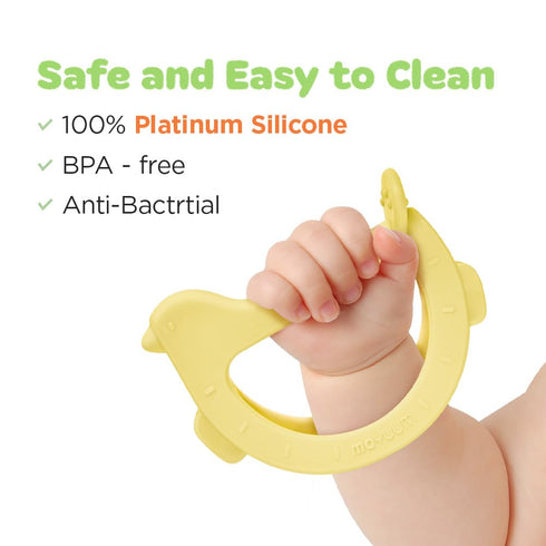 Swing Bird Teether (Yellow) | 100% Platinum Silicone | Baby Teether for babies 3-6 Months, 6-12 Months | Easy to Hold | Infant Teething Toys for R...