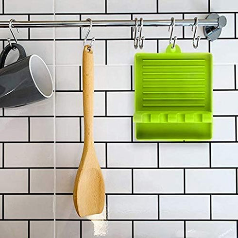ENIVING 2PCS Kitchen Utensil Rest for Spoons Kitchen Utensil Holder for Countertop, Utensil Rest with Drip Pad for Multiple Utensils, Heat-Resista...