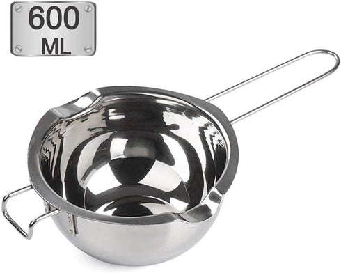 Stainless Steel Double Boiler Pot with 600ML for Melting Chocolate, Candy and Candle Making (18/8 Steel, Universal Insert)...