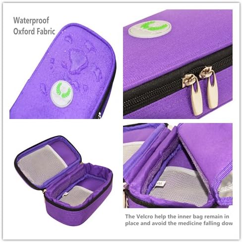 CHILDHOOD Waterproof Insulin Cooler Travel Case Temperature Display Medication Insulated Cooling Bag with 3 Ice Packs (Purple)......